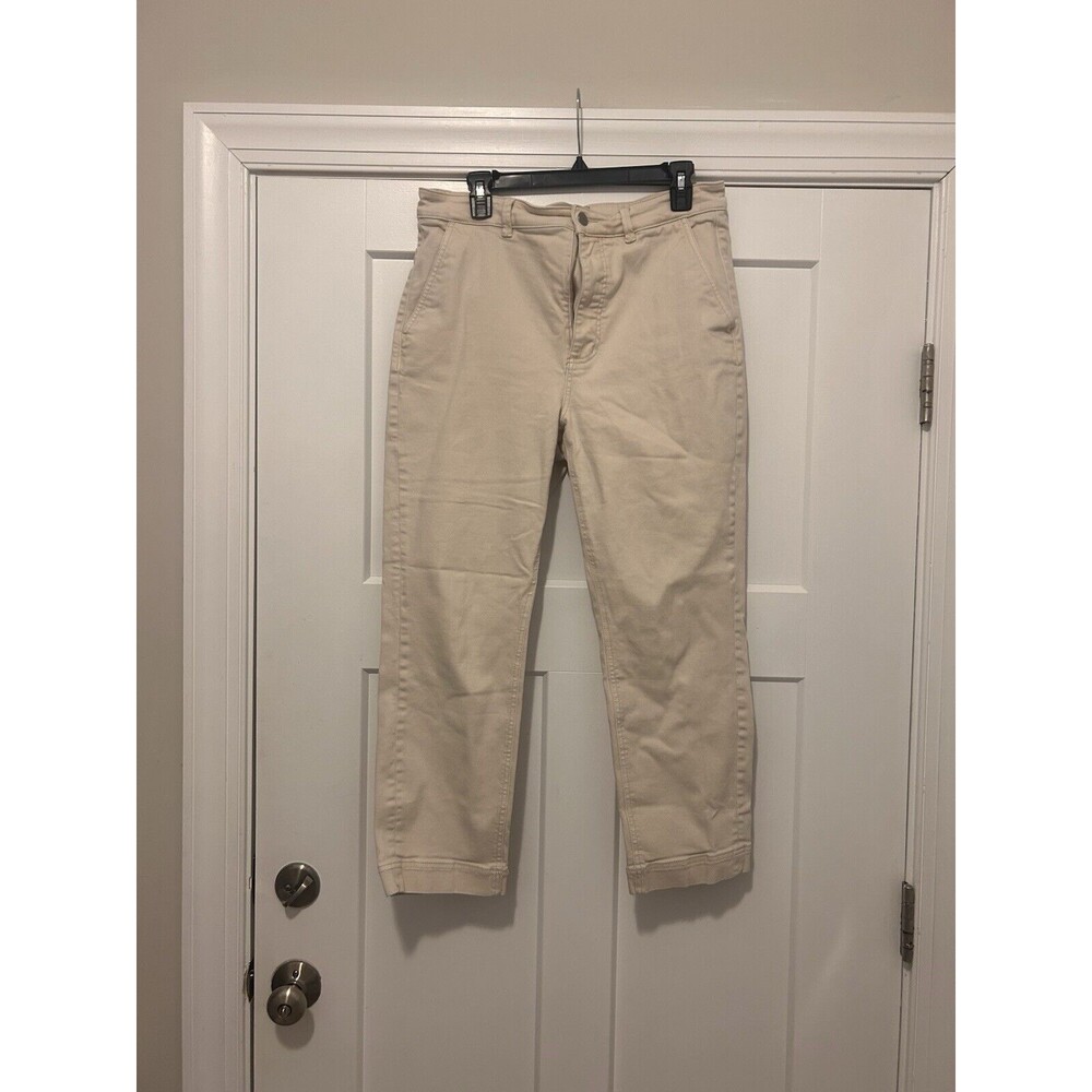 Everlane Women’s Jeans Cream Size 14 Cropped Straight Leg High Rise Cotton Blend